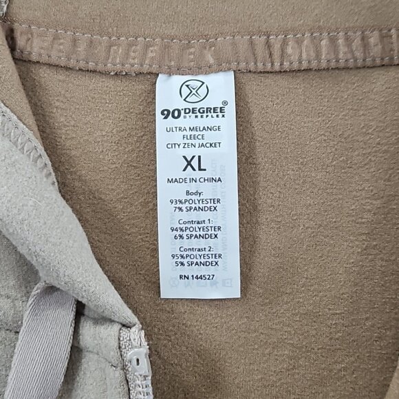 90 Degree by Reflex Men's Fleece Lined Full Zip Hoodie Tan Size X-Large NWT - Picture 8 of 15